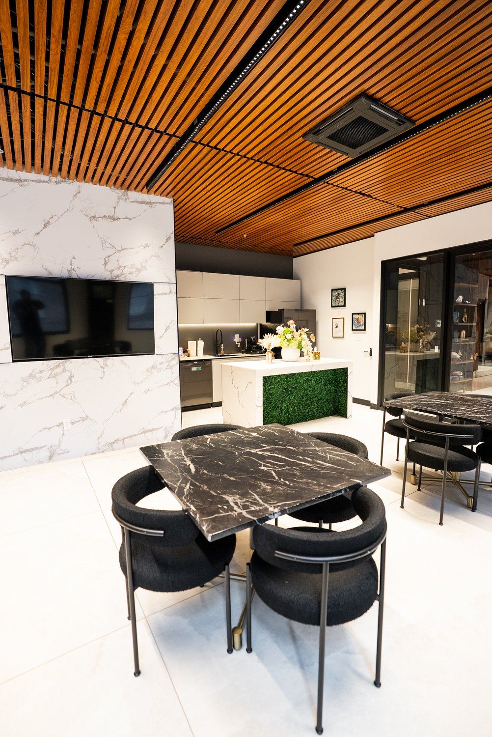 Kitchen and seating area at the New York clinic